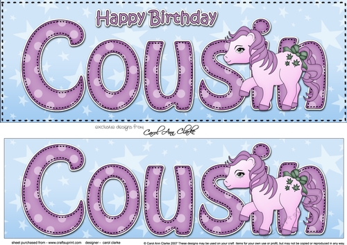 Large DL Happy Birthday COUSIN 3D decoupage