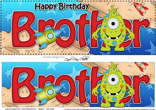 Large DL Happy Birthday BROTHER 3D decoupage