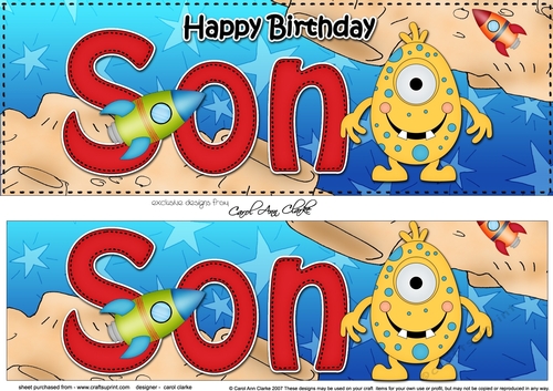Large DL Happy Birthday SON 3D decoupage