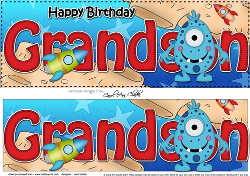Large DL Happy Birthday GRANDSON 3D decoupage