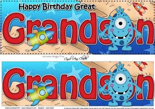 Large DL Happy Birthday GREAT GRANDSON 3D decoupage