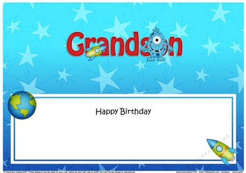 Large DL Happy Birthday GRANDSON insert