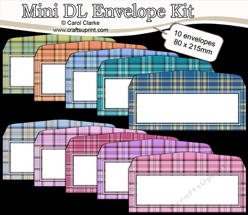 10 Mini Dl (80 x 215mm) Tartan Envelope Kit