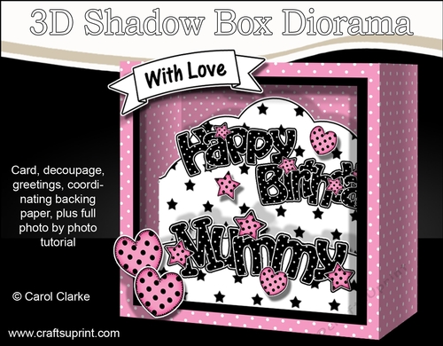 3D Diorama Shadow Box Word Card Mini Kit  -  Happy Birthday MUMMY
