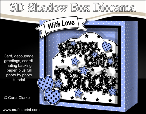 3D Diorama Shadow Box Word Card Mini Kit  -  Happy Birthday DADDY