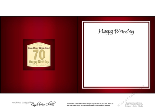 70th Birthday Granddad Wine Label square landscape insert