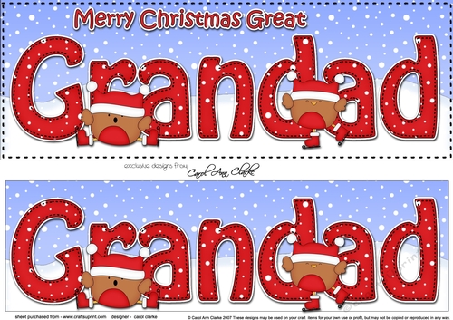 Large DL Merry Christmas GREAT GRANDAD 3D decoupage 