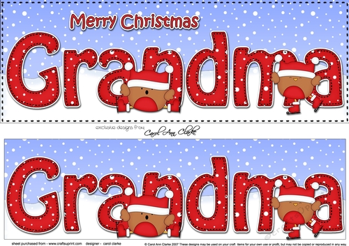 Large DL Merry Christmas GRANDMA 3D decoupage 