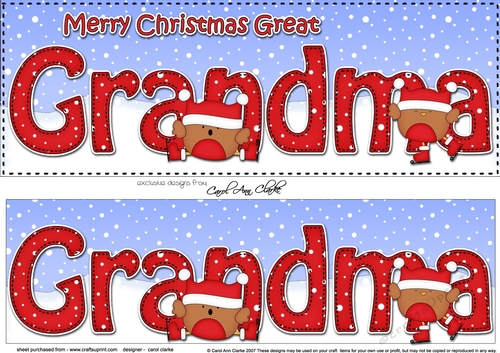 Large DL Merry Christmas GREAT GRANDMA 3D decoupage 