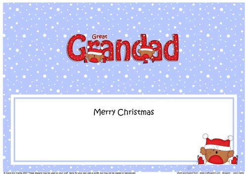 Large DL Merry Christmas GREAT GRANDAD insert