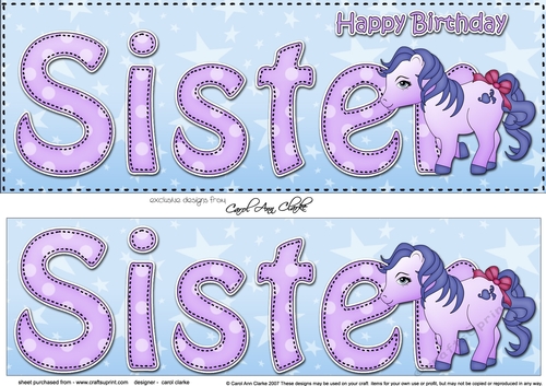 Large DL Happy Birthday SISTER 3D decoupage