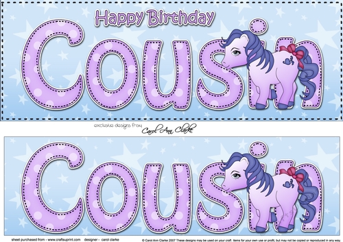 Large DL Happy Birthday COUSIN 3D decoupage