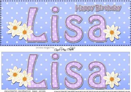 Large DL Happy Birthday LISA 3D decoupage