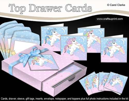 3D Top Drawer Cards Bumper Kit  -  Cute Little Unicorns