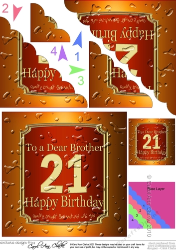 21st Birthday Brother Beer Label Scalloped Corner Stacker