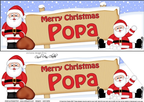 Large DL Merry Christmas POPA with Santa 3D decoupage
