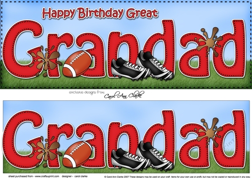 Large DL Happy Birthday GREAT GRANDAD 3D decoupage