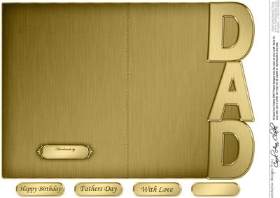5 x 7 Elegant Metallic Dad Shaped Card