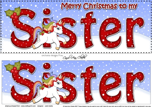 Large DL Merry Christmas SISTER 3D decoupage 