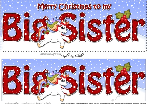 Large DL Merry Christmas BIG SISTER 3D decoupage 