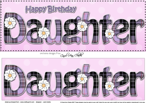 Large DL Happy Birthday DAUGHTER 3D decoupage