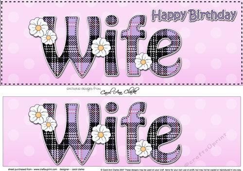 Large DL Happy Birthday WIFE 3D decoupage