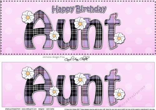 Large DL Happy Birthday AUNT 3D decoupage