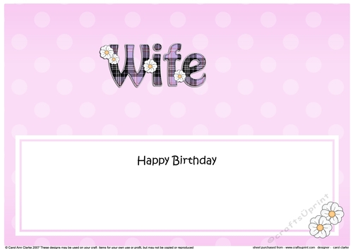 Large DL Happy Birthday WIFE insert