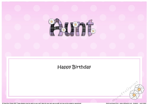 Large DL Happy Birthday AUNT insert