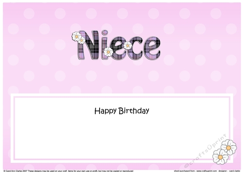 Large DL Happy Birthday NIECE insert