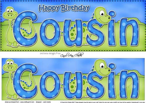 Large DL Happy Birthday COUSIN 3D decoupage