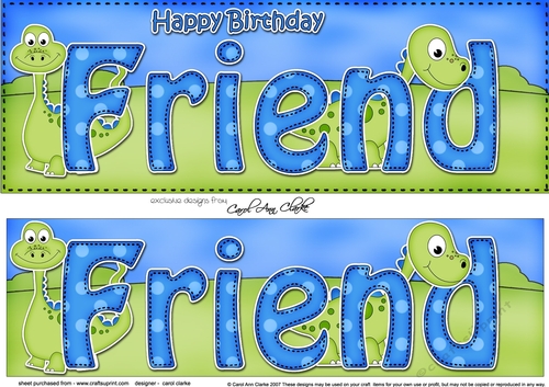 Large DL Happy Birthday FRIEND 3D decoupage