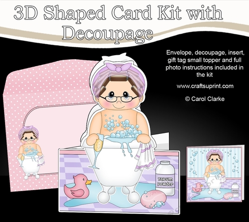 3D Shaped Card  Kit - Bathtub Buddies - Nydia has a Bubble Bath