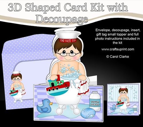 3D Shaped Card  Kit - Bathtub Buddies - Brady has a Bubble Bath