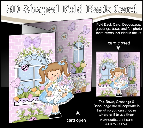 3D Shaped No-Hole Fold Back Mini Kit -  Country Cottage Girlz Liz has a bouquet of Flowers