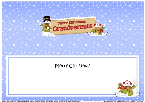 large DL Merry Christmas GRANDPARENTS with Snowman insert