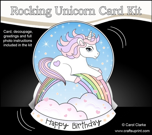 3D Shaped Rocking Card Mini Kit  -  Cute Little Unicorn Sparkle