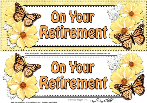 Large DL ON YOUR RETIREMENT Floral Butterflies 3D decoupage