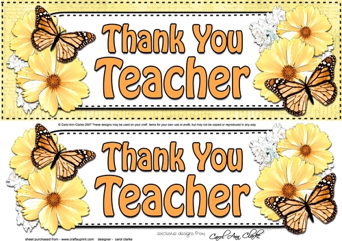 Large DL THANK YOU TEACHER Floral Butterflies 3D decoupage