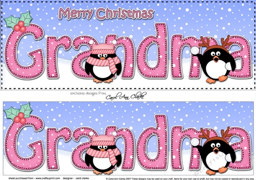 Large DL Merry Christmas GRANDMA 3D decoupage 