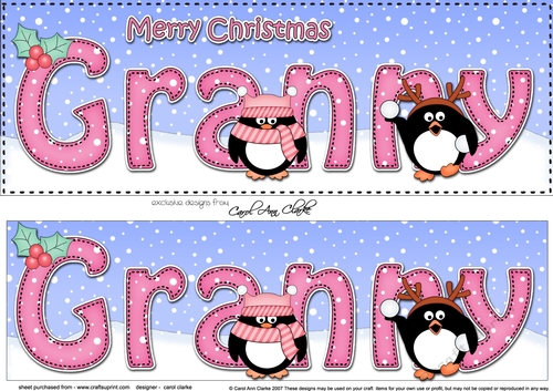 Large DL Merry Christmas GRANNY 3D decoupage 