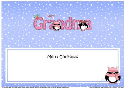 Large DL Merry Christmas GREAT GRANDMA insert