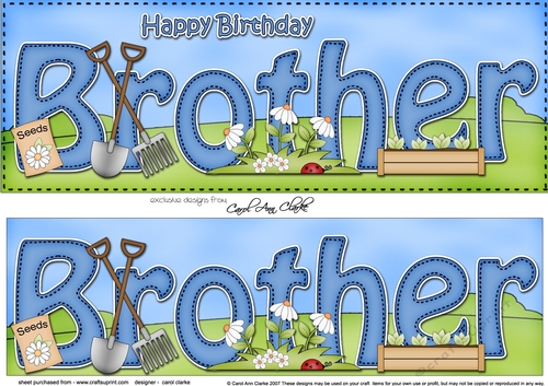 Large DL Happy Birthday BROTHER 3D decoupage