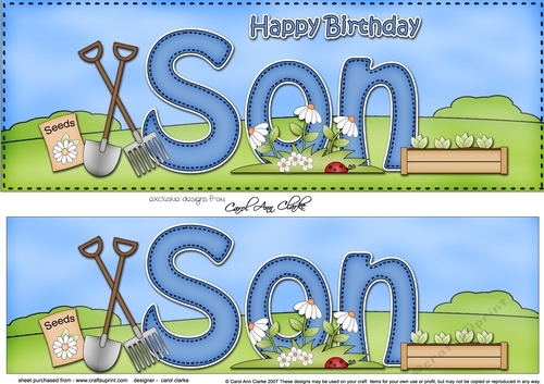 Large DL Happy Birthday SON 3D decoupage