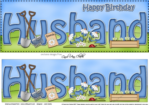 Large DL Happy Birthday HUSBAND 3D decoupage