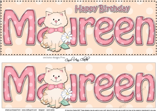 Large DL Happy Birthday MAUREEN 3D decoupage