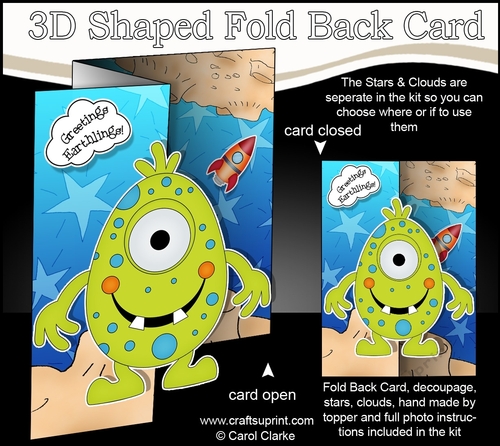 3D Shaped No-Hole Fold Back Mini Kit -  Cute Alien Mosh