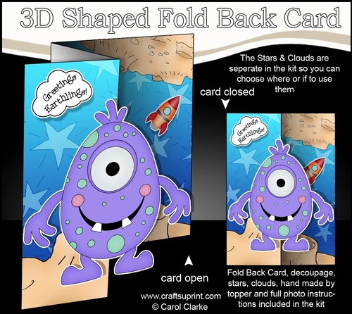 3D Shaped No-Hole Fold Back Mini Kit -  Cute Alien Kusp