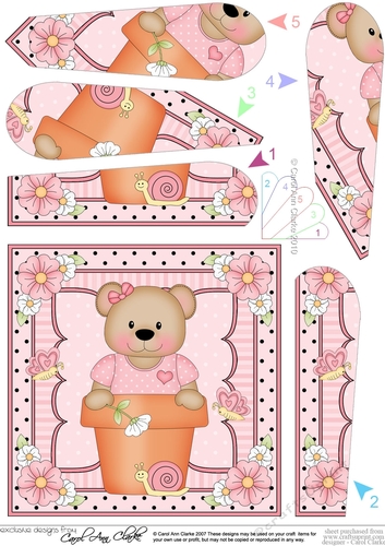 Flower Pot Friends Cute Little Livvy Bear Fan Pyramage Topper
