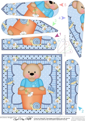 Flower Pot Friends Cute Little Austin Bear Fan Pyramage Topper